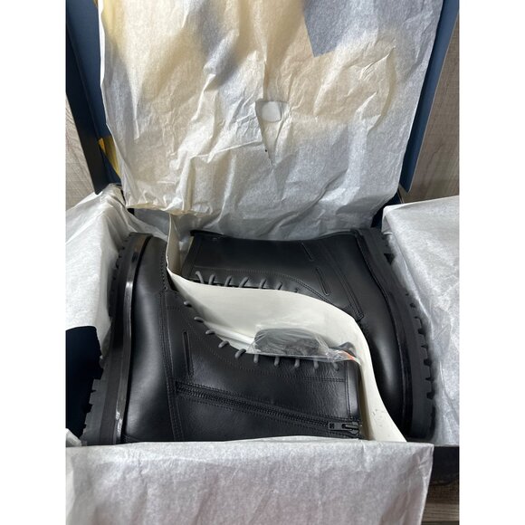 Sperry x John Legend Mens Sz 10 Tall Black Leather Lace-Up Boots w/ Side Zipper - Picture 9 of 11